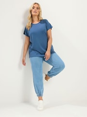 Yours Curve Blue Core Short Sleeve T-Shirts 5 Pack - Image 4 of 6