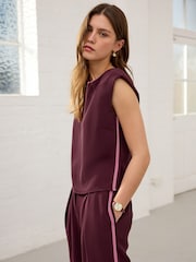 Burgundy Red Sleeveless Top with Tipping Detail - Image 1 of 9