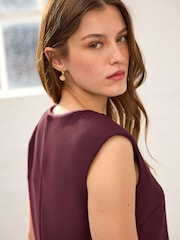 Burgundy Red Sleeveless Top with Tipping Detail - Image 6 of 9