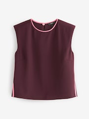 Burgundy Red Sleeveless Top with Tipping Detail - Image 7 of 9