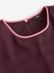 Burgundy Red Sleeveless Top with Tipping Detail - Image 8 of 9