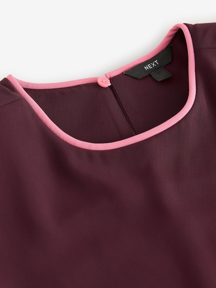 Rouge bordeaux - Haut sans manches avec Tipping Detail - Image 8 of 9
