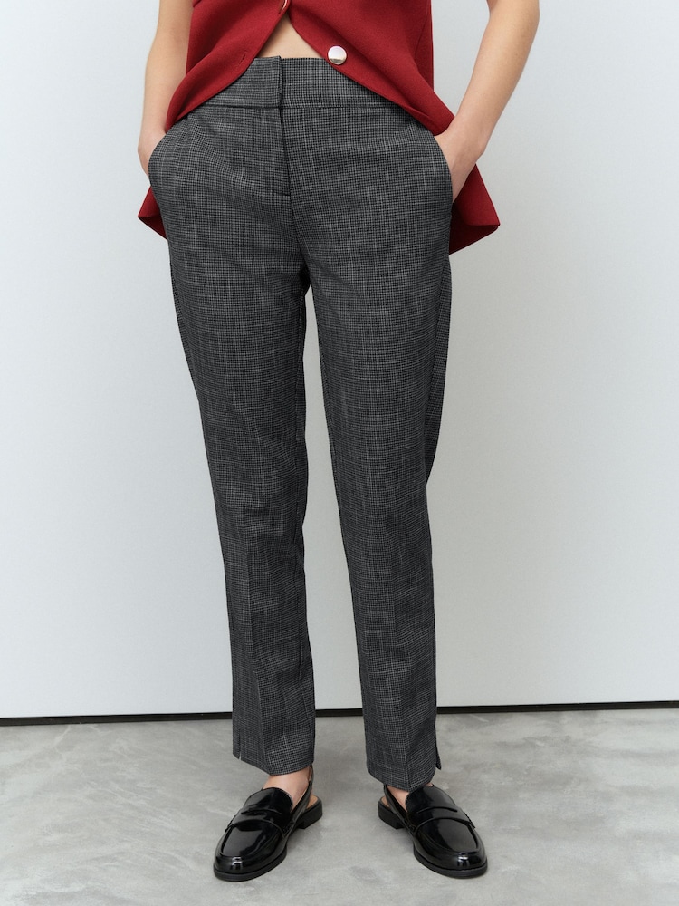 Grey Checked Shapewear Tailored Slim Trousers - Image 2 of 8