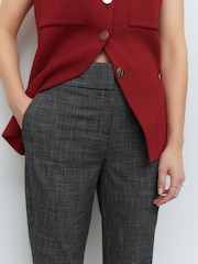 Grey Checked Shapewear Tailored Slim Trousers - Image 4 of 8