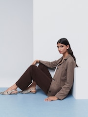 Brown Faux Suede 3 Button Blazer - Image 2 of 5