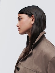 Brown Faux Suede 3 Button Blazer - Image 5 of 5
