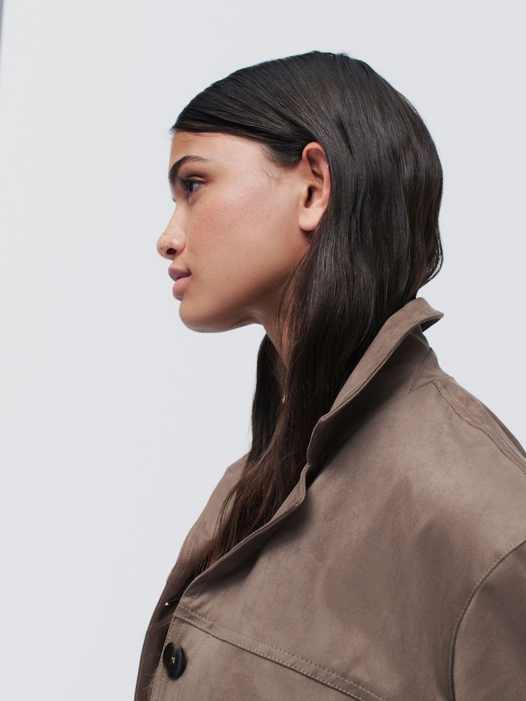Brown Faux Suede 3 Button Blazer - Image 5 of 5