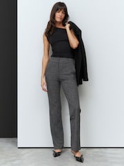 Grey Checked Shapewear Tailored Bootcut Trousers - Image 1 of 8