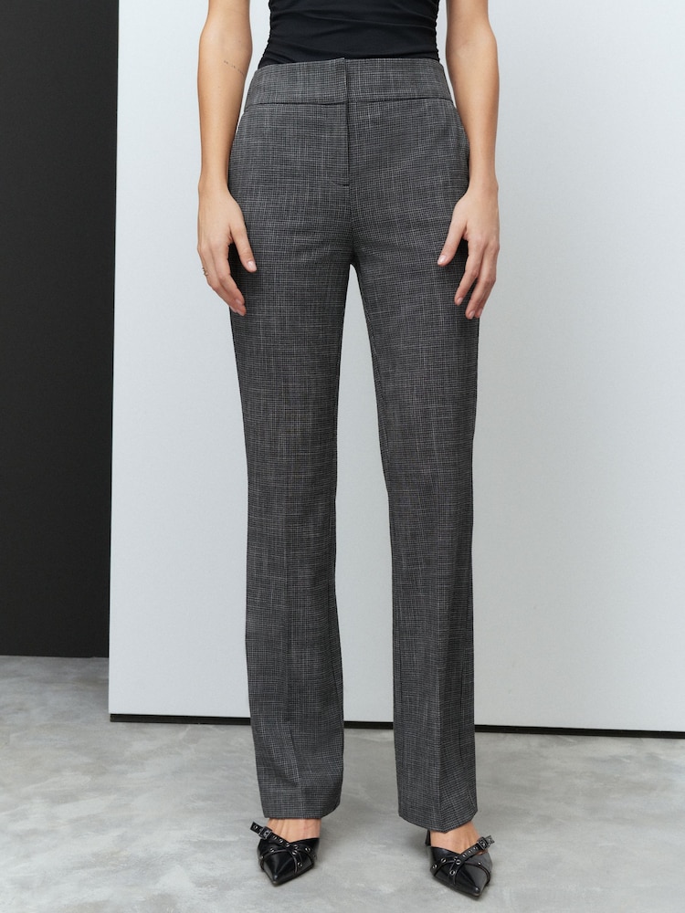 Grey Checked Shapewear Tailored Bootcut Trousers - Image 2 of 8
