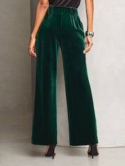 Lipsy Green Velvet Wide Leg Trousers - Image 4 of 4