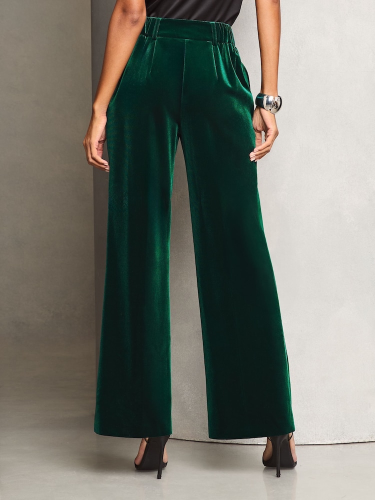 Lipsy Green Velvet Wide Leg Trousers - Image 4 of 4