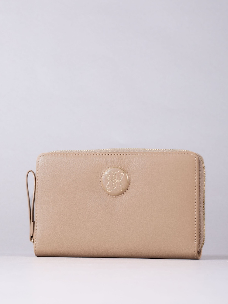 Lakeland Leather Brown Large Icon Embossed Zip Purse - Image 1 of 6