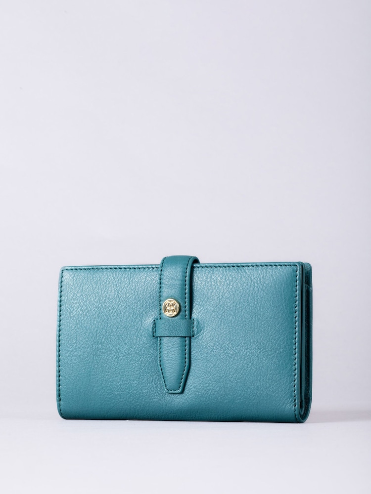 Lakeland Leather Green Large Icon Stud Tab Purse - Image 1 of 5