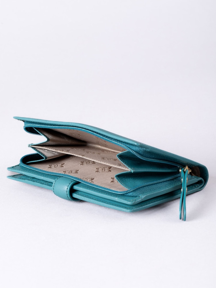Lakeland Leather Green Large Icon Stud Tab Purse - Image 3 of 5