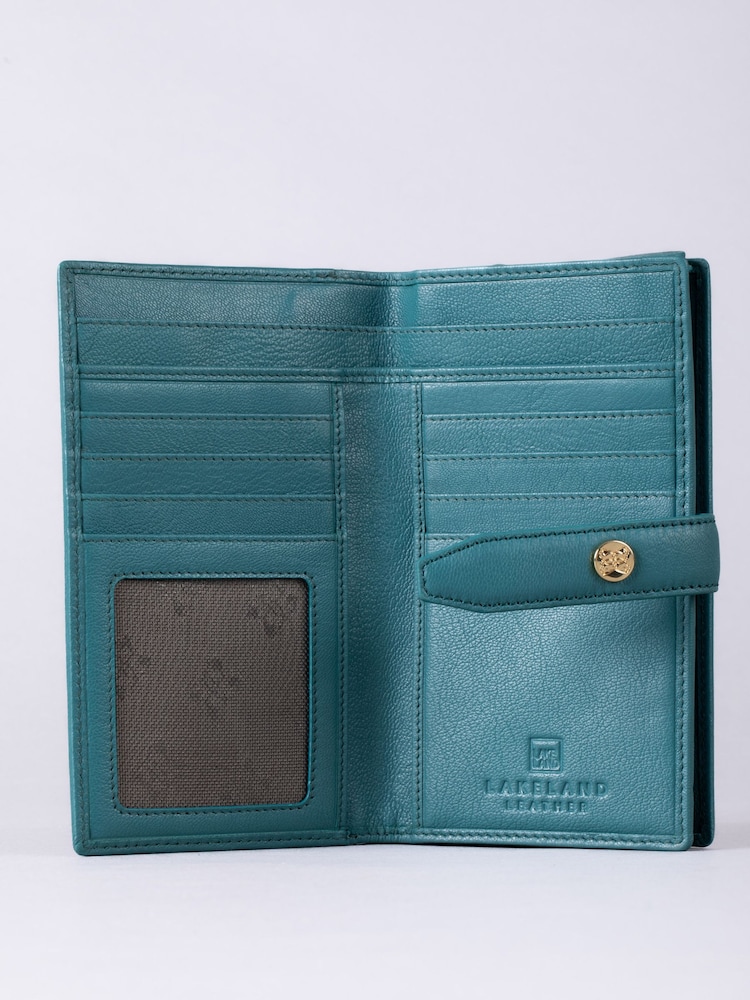 Lakeland Leather Green Large Icon Stud Tab Purse - Image 4 of 5