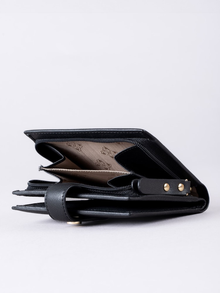 Lakeland Leather Black Small Icon Stud Tab Purse - Image 4 of 4