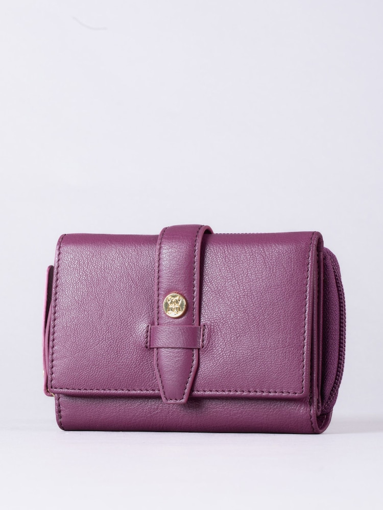 Lakeland Leather Pink Medium Icon Stud Tab Purse - Image 1 of 4
