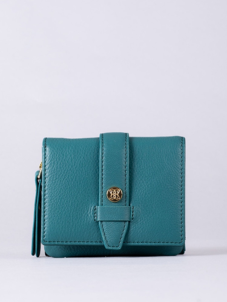 Lakeland Leather Green Mini Icon Stud Flapover Tab Purse - Image 1 of 5
