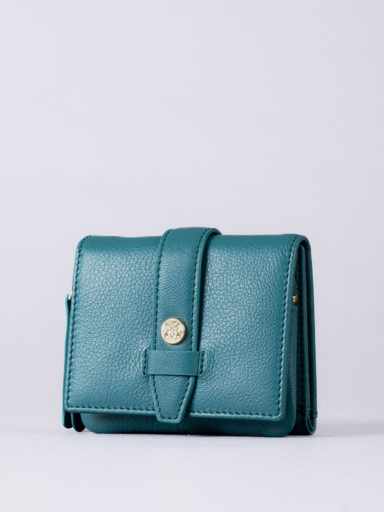Lakeland Leather Green Mini Icon Stud Flapover Tab Purse - Image 2 of 5