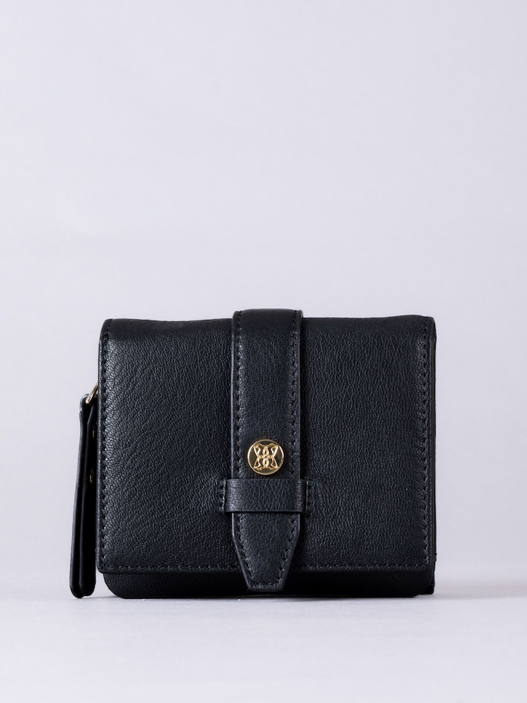 Lakeland Leather Black Mini Icon Stud Flapover Tab Purse - Image 1 of 5