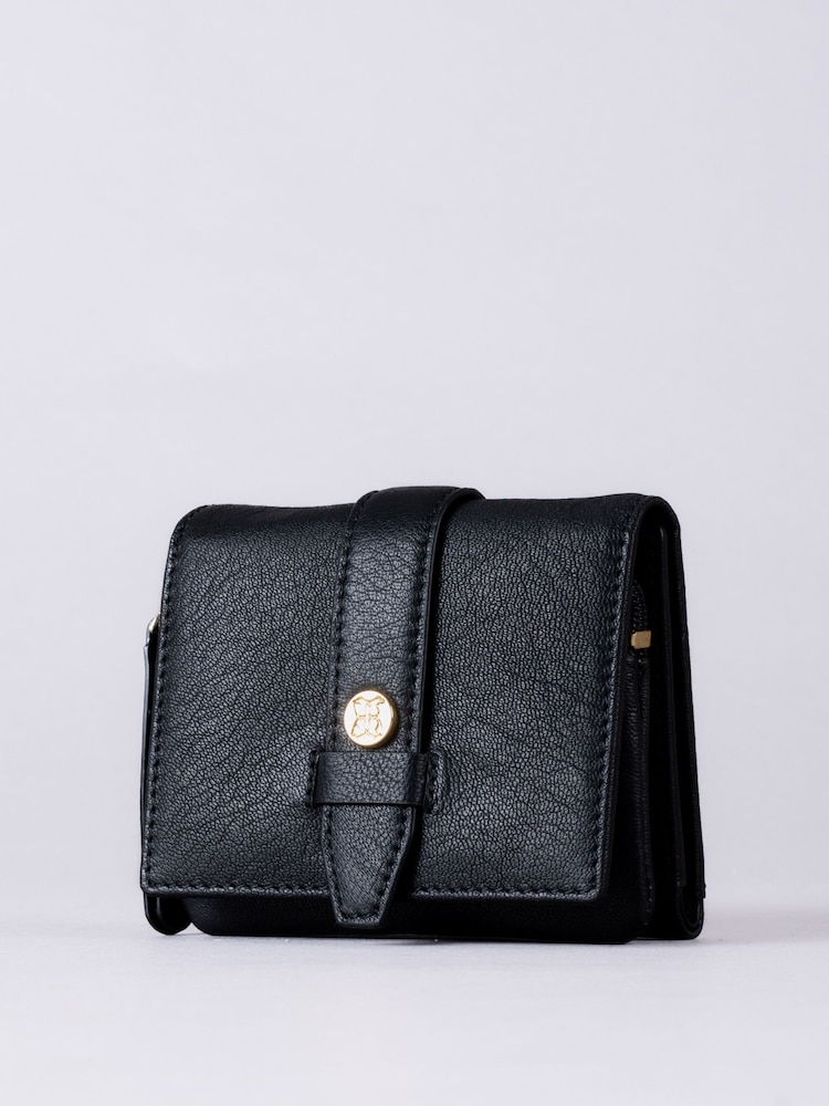 Lakeland Leather Black Mini Icon Stud Flapover Tab Purse - Image 2 of 5