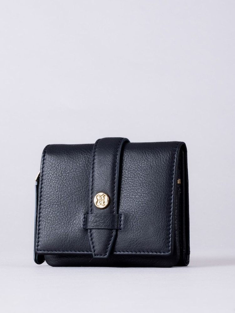 Lakeland Leather Blue Mini Icon Stud Flapover Tab Purse - Image 1 of 5