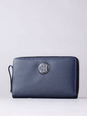 Lakeland Leather Blue Large Icon Embossed Zip Purse - Image 1 of 6
