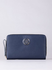 Lakeland Leather Blue Large Icon Embossed Zip Purse - Image 2 of 6