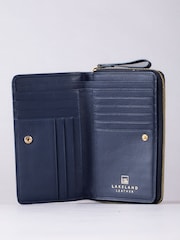 Lakeland Leather Blue Large Icon Embossed Zip Purse - Image 3 of 6