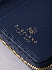 Lakeland Leather Blue Large Icon Embossed Zip Purse - Image 4 of 6