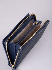 Lakeland Leather Blue Large Icon Embossed Zip Purse - Image 6 of 6