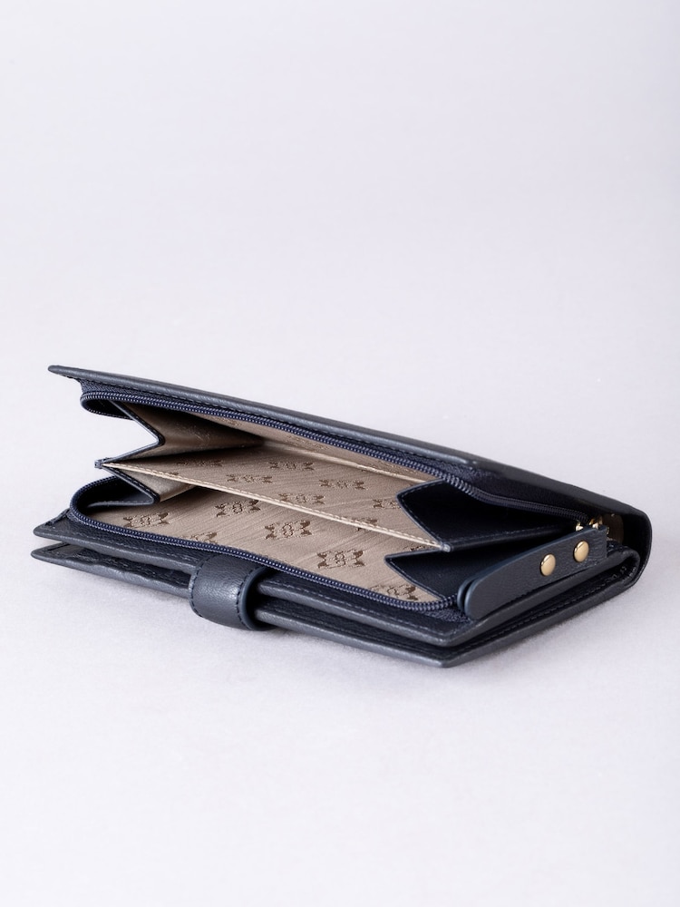 Lakeland Leather Blue Large Icon Stud Tab Purse - Image 4 of 5