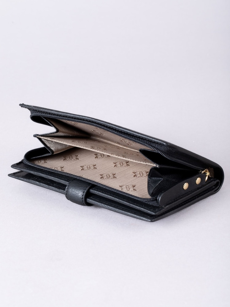 Lakeland Leather Black Large Icon Stud Tab Purse - Image 4 of 5