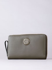 Lakeland Leather Green Large Icon Embossed Zip Purse - Image 2 of 6