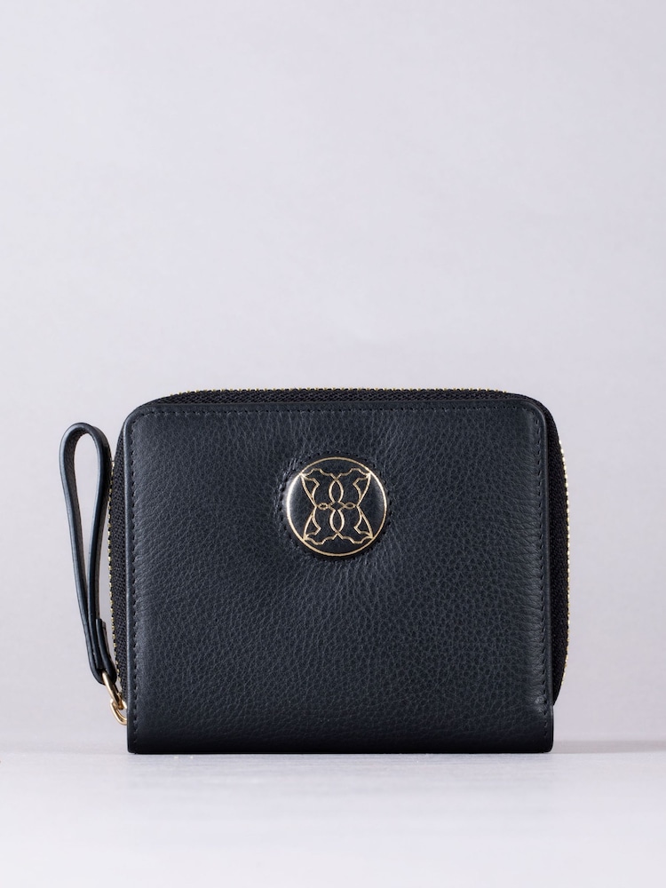 Lakeland Leather Black Small Icon Embossed Zip Purse - Image 1 of 6