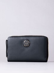 Musta - Lakeland Leather suuri kuvake kohokuvioitu vetoketju Kukkaro - Kuva 1 / 6