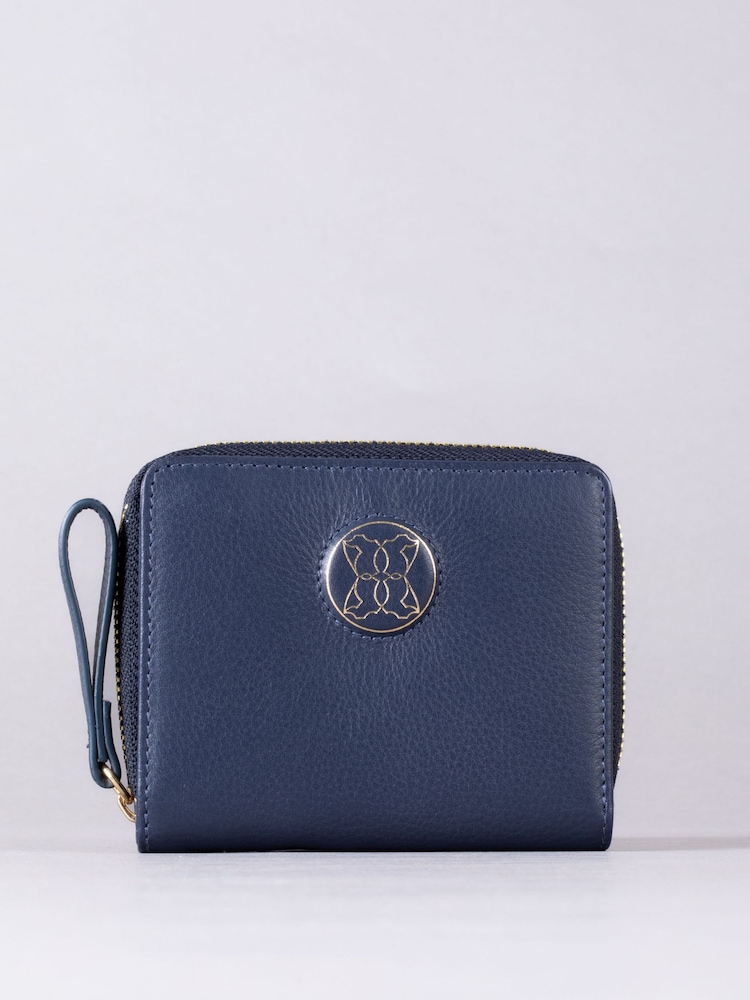 Lakeland Leather Blue Small Icon Embossed Zip Purse - Image 1 of 6