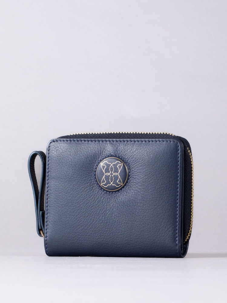 Lakeland Leather Blue Small Icon Embossed Zip Purse - Image 2 of 6