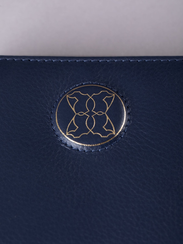 Lakeland Leather Blue Small Icon Embossed Zip Purse - Image 6 of 6