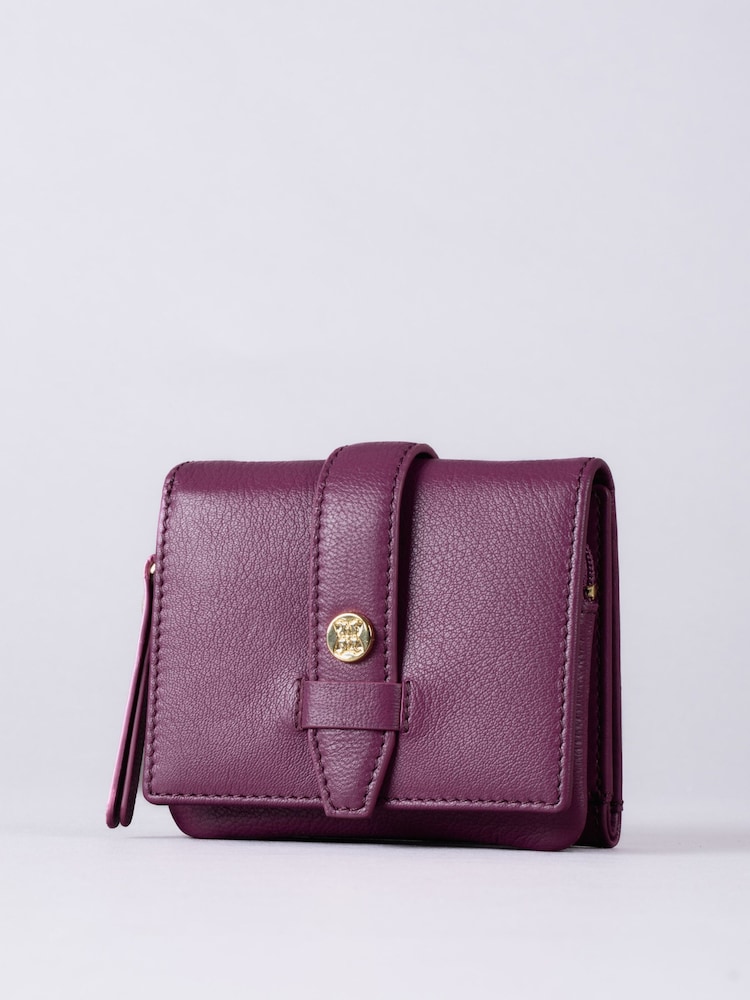 Lakeland Leather Pink Mini Icon Stud Flapover Tab Purse - Image 1 of 5