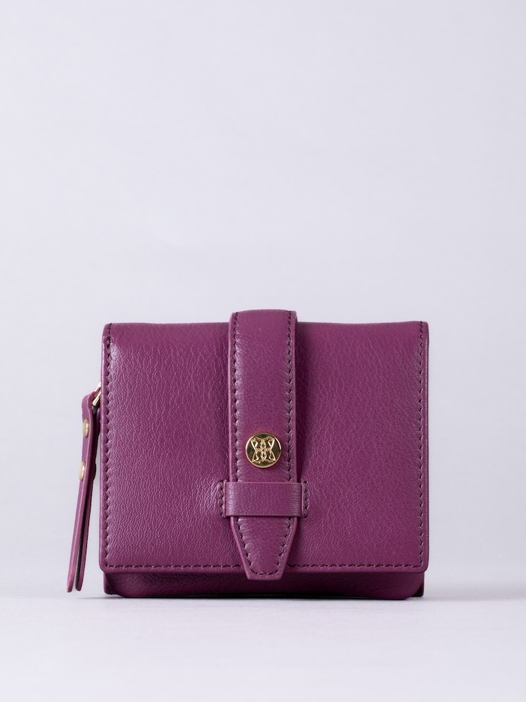 Lakeland Leather Pink Mini Icon Stud Flapover Tab Purse - Image 2 of 5