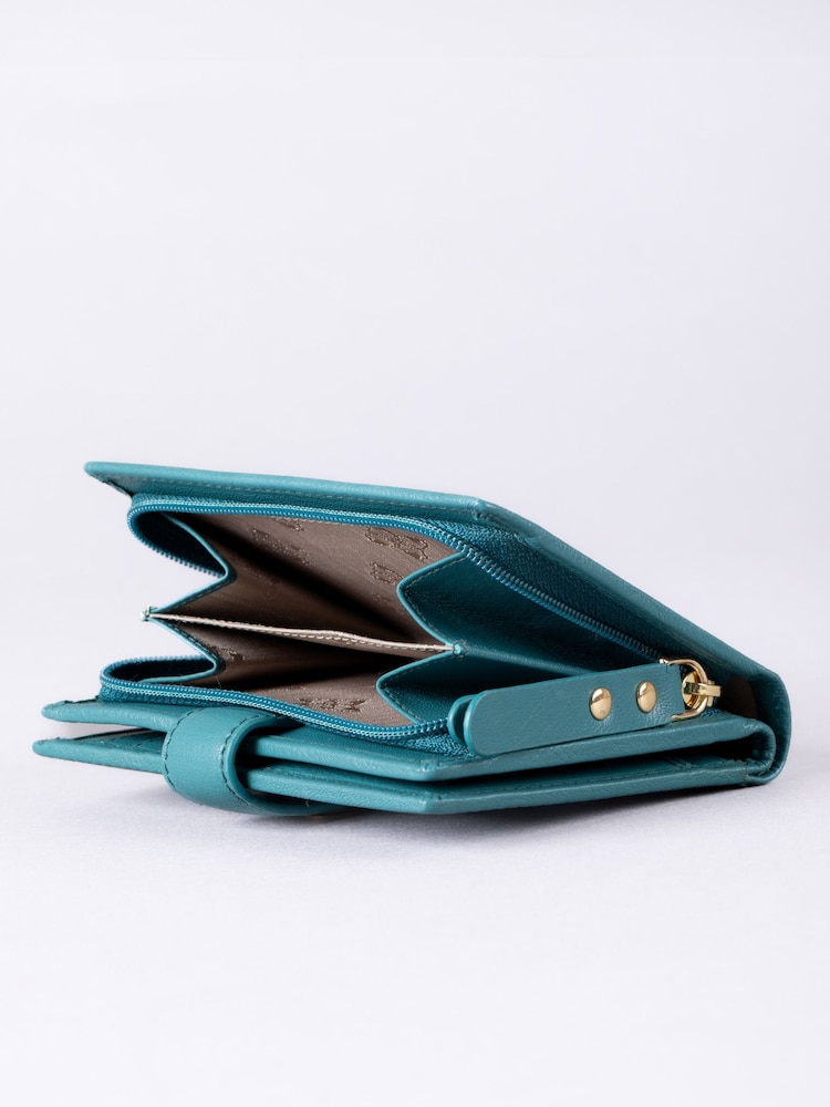 Lakeland Leather Green Small Icon Stud Tab Purse - Image 4 of 4