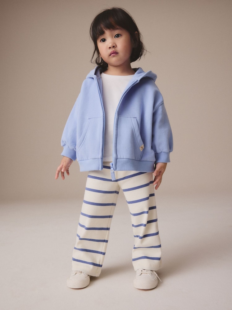 Cream Stripe Ribbed Wide Leg Trousers Leggings (3mths-7yrs) - Image 2 of 8