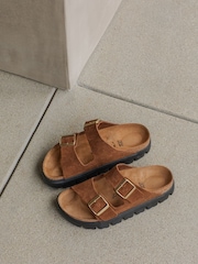 Birkenstock Brown Arizona Papillio Suede Leather Sandals - Image 1 of 4