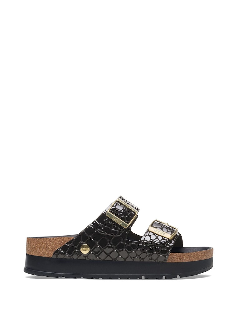 Birkenstock Black Arizona Papillio Shine Leather Sandals - Image 1 of 2