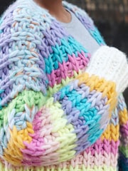 Multi Bright Oversized Hand Knitted Stripe Cardigan - Image 6 of 9