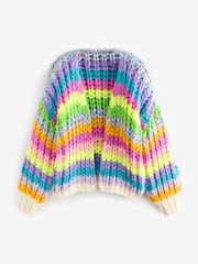 Multi Bright Oversized Hand Knitted Stripe Cardigan - Image 7 of 9