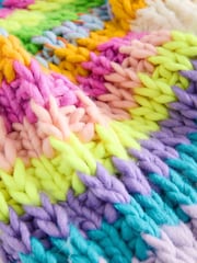 Multi Bright Oversized Hand Knitted Stripe Cardigan - Image 8 of 9