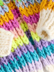 Multi Bright Oversized Hand Knitted Stripe Cardigan - Image 9 of 9