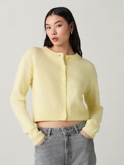 Yellow Crew Neck Knitted Cardigan - Image 1 of 8